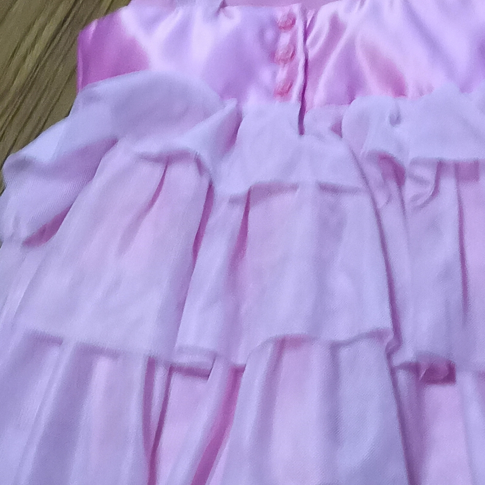 Janie and Jack Elegant Pink Satin Ruffle Dress - Picture 3 of 8